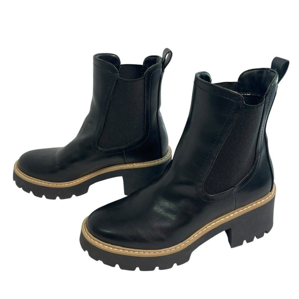 Dolce Vita Tobias Black Leather Lug Sole Chelsea Boots Size 6.5